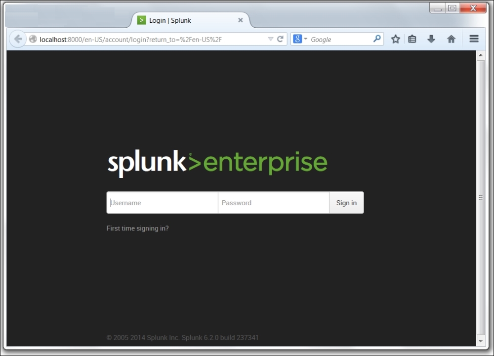 Logging into Splunk