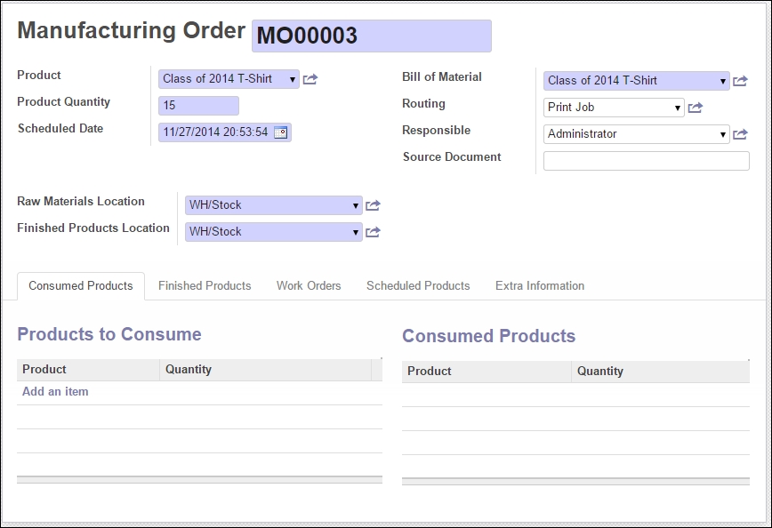 assignment in production order