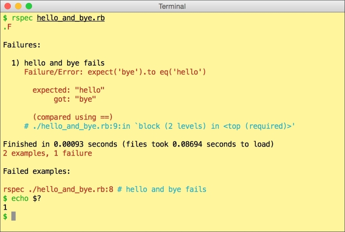 Running our first spec