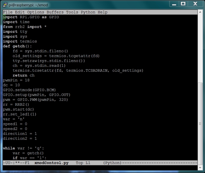 Controlling the RC car using Raspberry Pi in Python