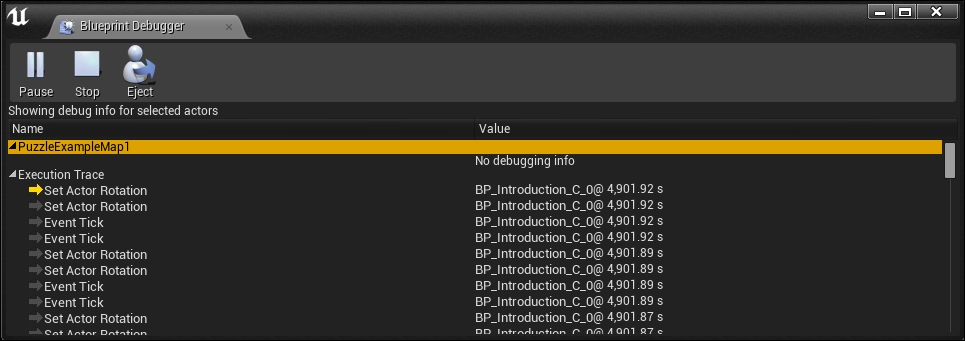 Blueprint debugger tab