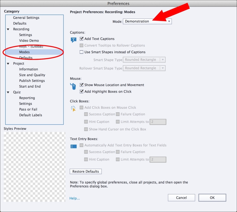Exploring the automatic recording modes