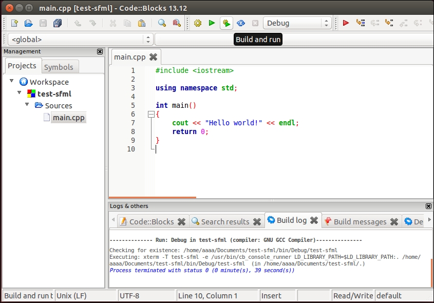 Code::Blocks and SFML
