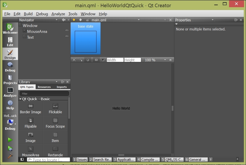 Hello World using Qt Quick