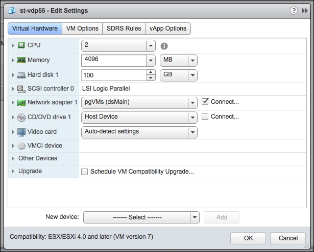 Modifying the virtual machine settings