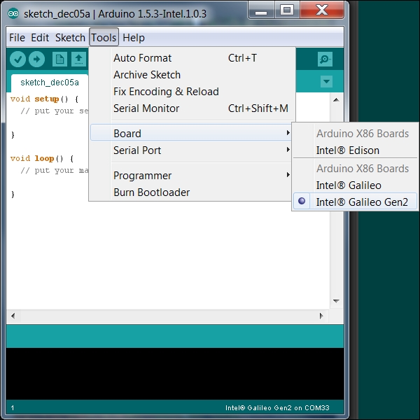 Setting the IDE to connect to your board