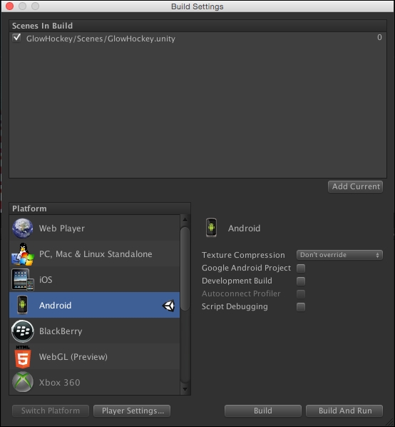 unity android build support