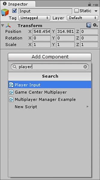 Creating the Input GameObject