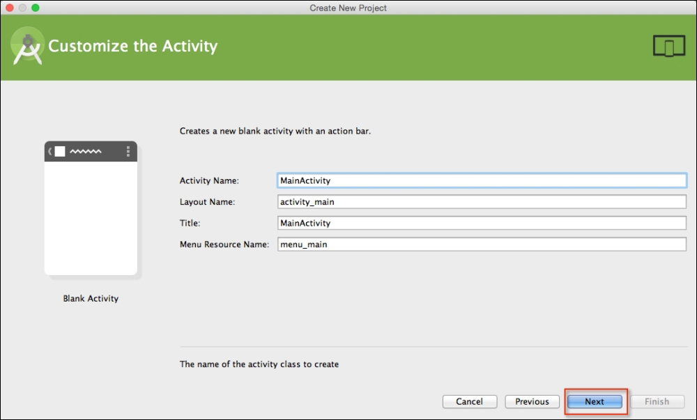 Creating the mobile activity component