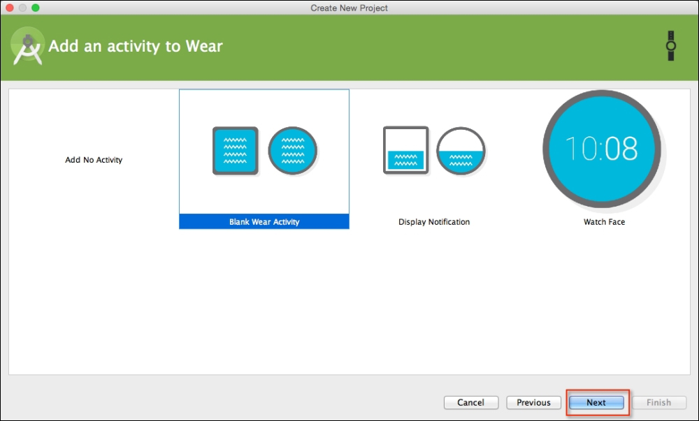 Creating the Android Wear activity component