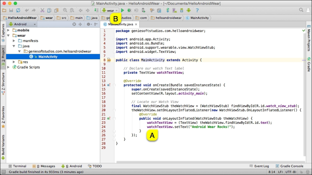 Creating the Android Wear activity component