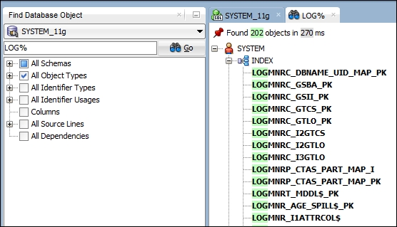 Finding database objects