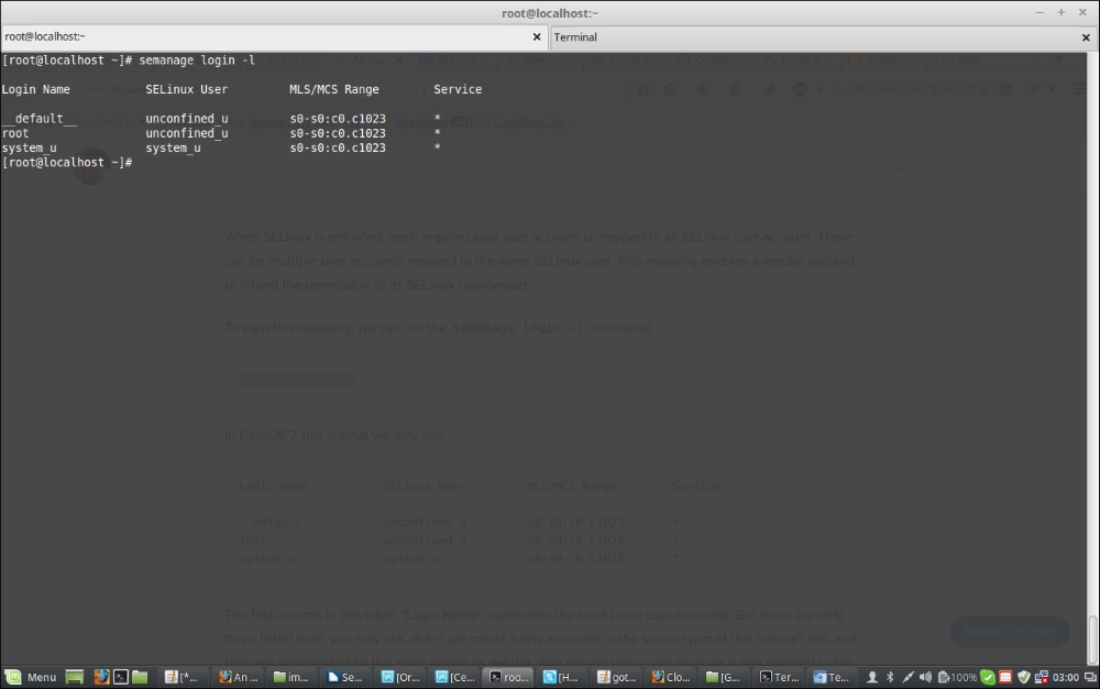 SELinux users | Mastering CentOS 7 Linux Server