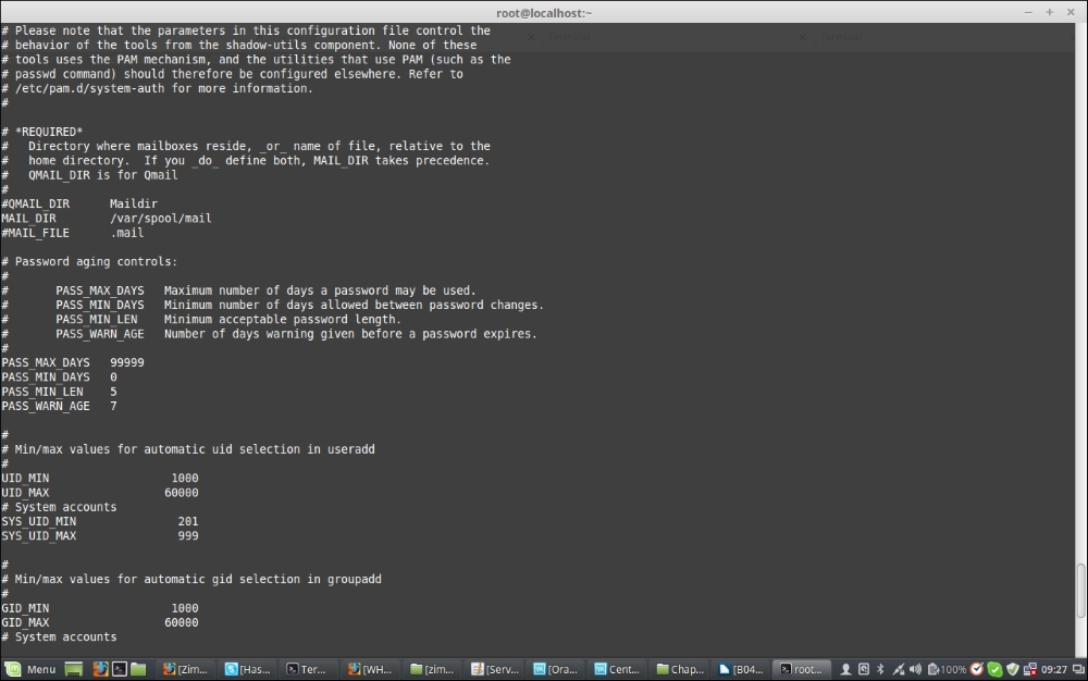 Configuring password aging and password length