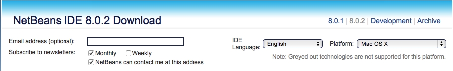 Installing other versions of NetBeans