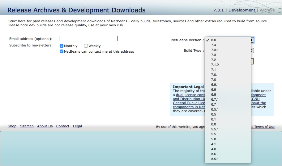Installing other versions of NetBeans