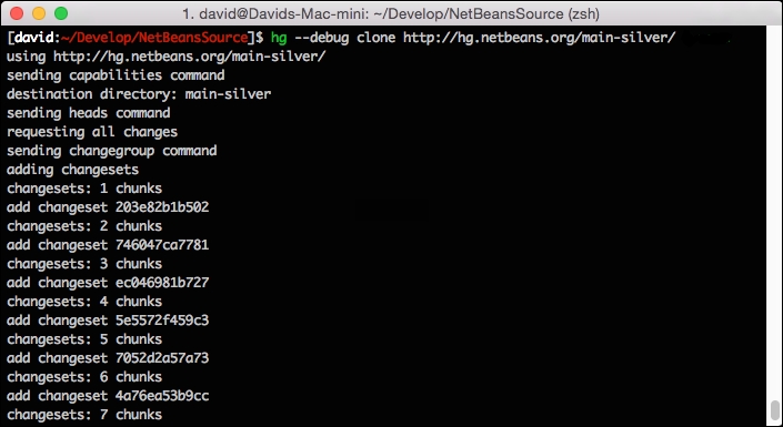 Cloning the NetBeans source code from Mercurial