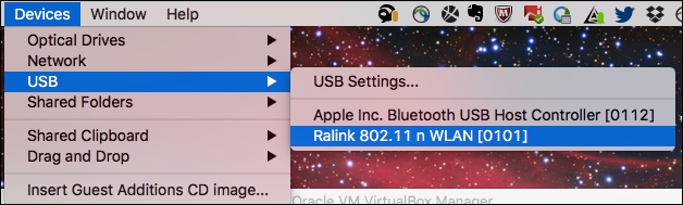 Mapping the wireless adapter into Kali