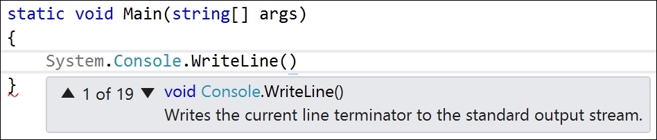 Writing code using Visual Studio 2015