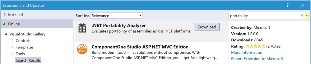 Installing the .NET Portability Analyzer