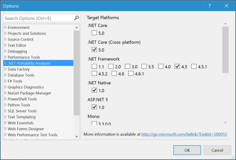 Configuring the .NET Portability Analyzer