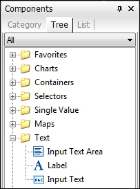 Using text dashboard components