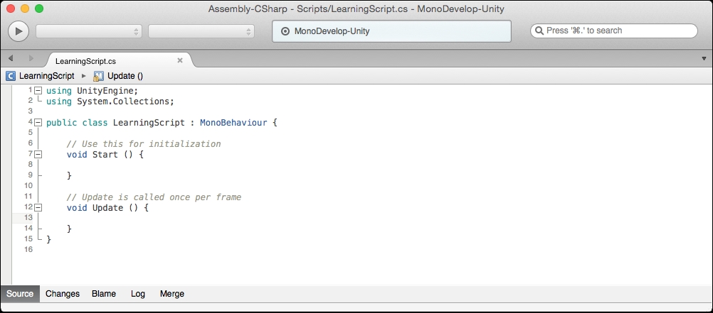 Opening LearningScript in MonoDevelop