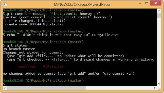 Modify a committed file