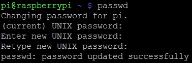 Changing the default user password