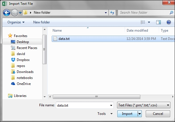 Importing data from a text file