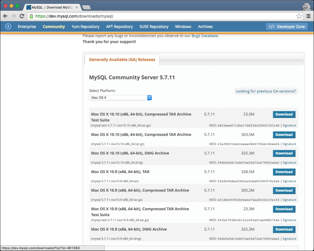 Installing MySQL