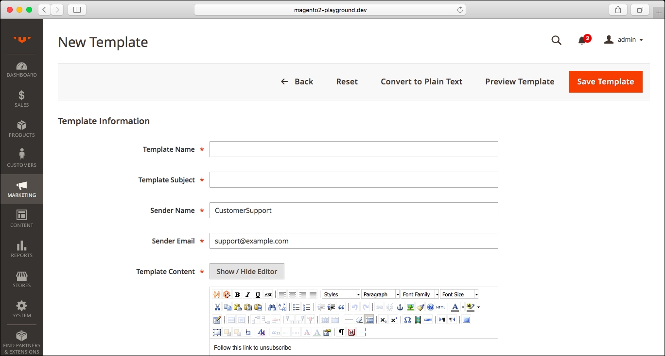 Modifying newsletter templates