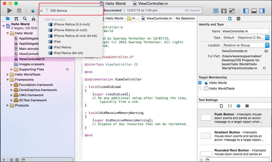 Running apps on iDevice