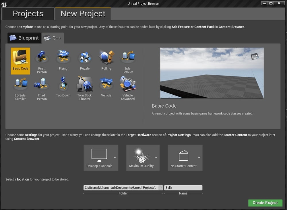 Creating a C++ project