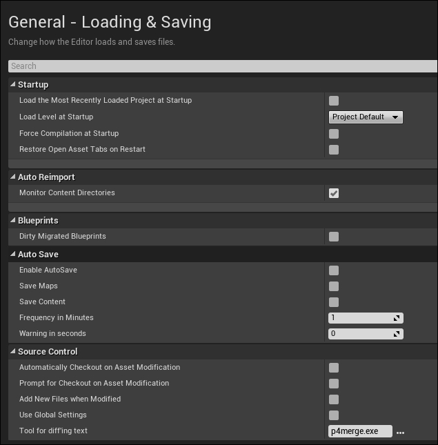 The editor settings