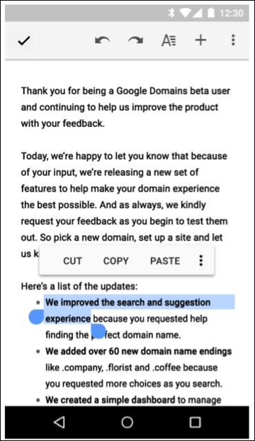 Text selection