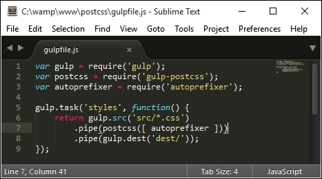 Creating a simple example using PostCSS
