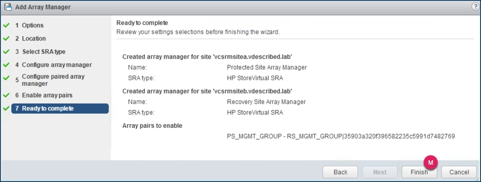 Adding array managers and enabling array pairs