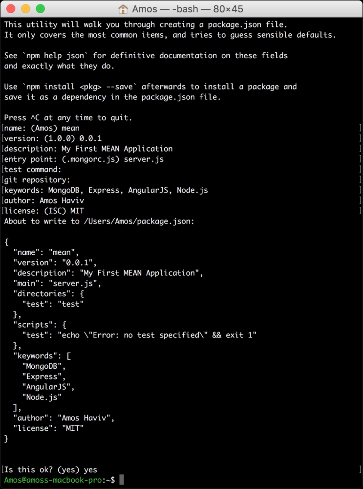 Creating a package.json file