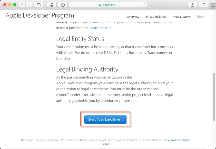 Registering as an Apple developer