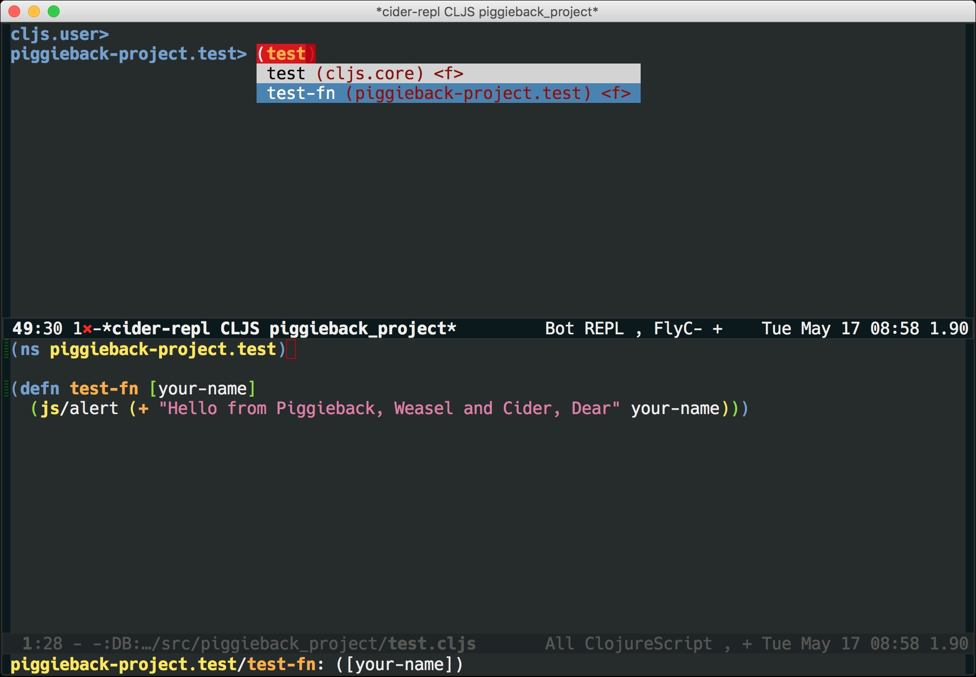 Working with Clojure and ClojureScript REPLs on CIDER