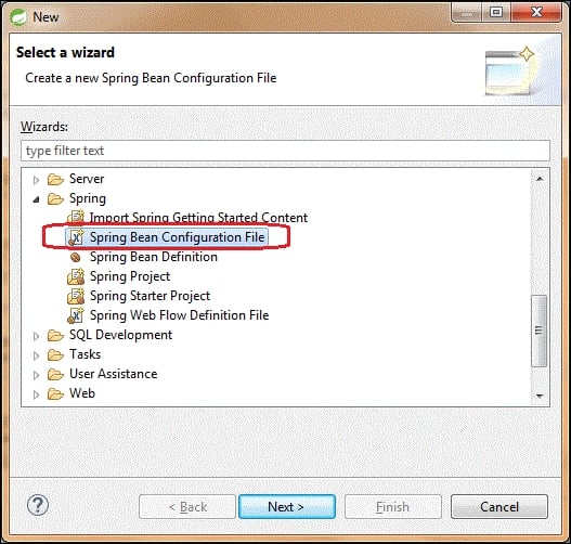 Spring container configuration using XML