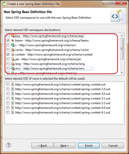 Spring container configuration using XML