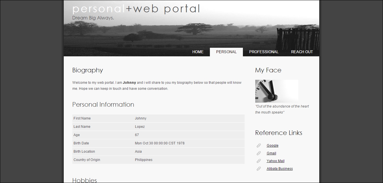 The Personal Web Portal (PWP) project