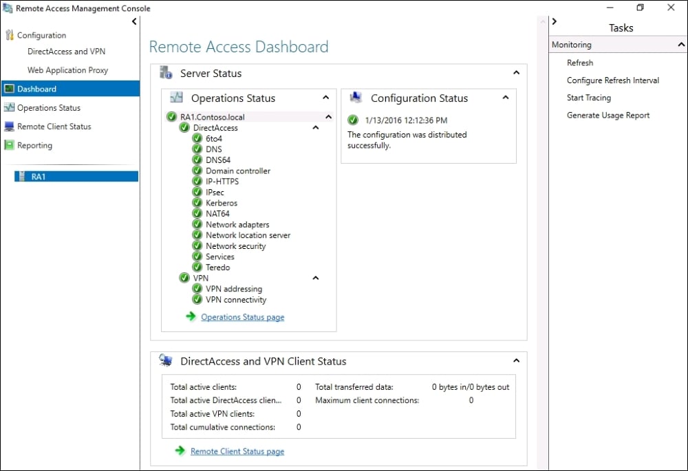 Remote Access Management Console - Mastering Windows Server 2016