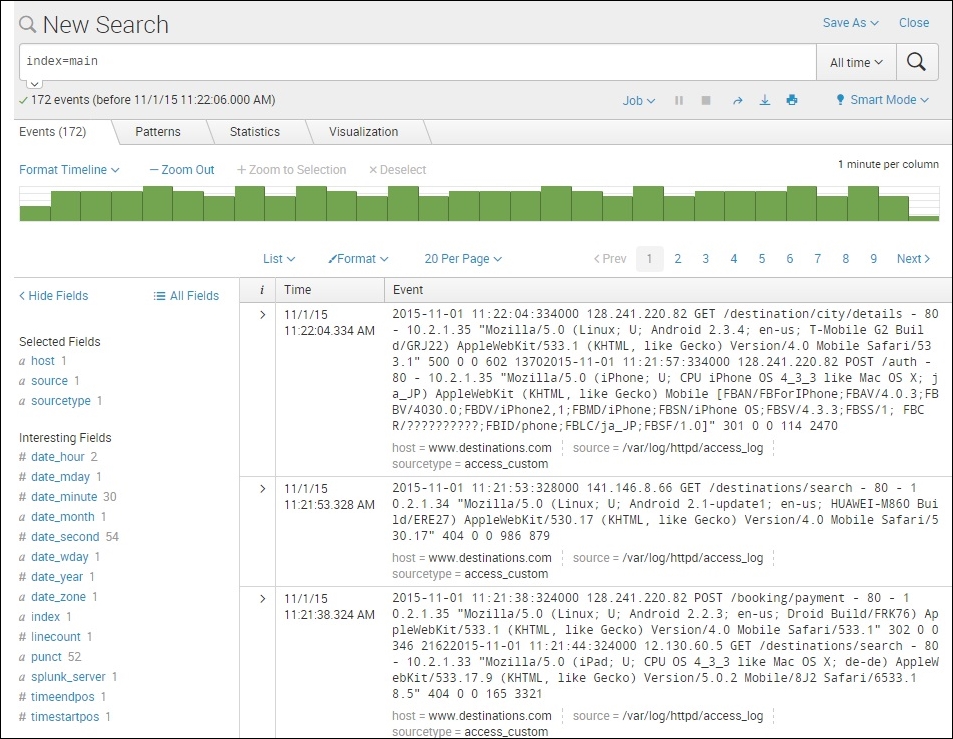 Viewing the Destinations app