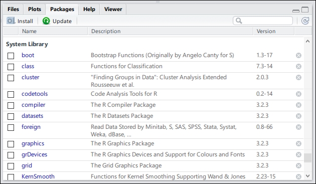 The Packages pane