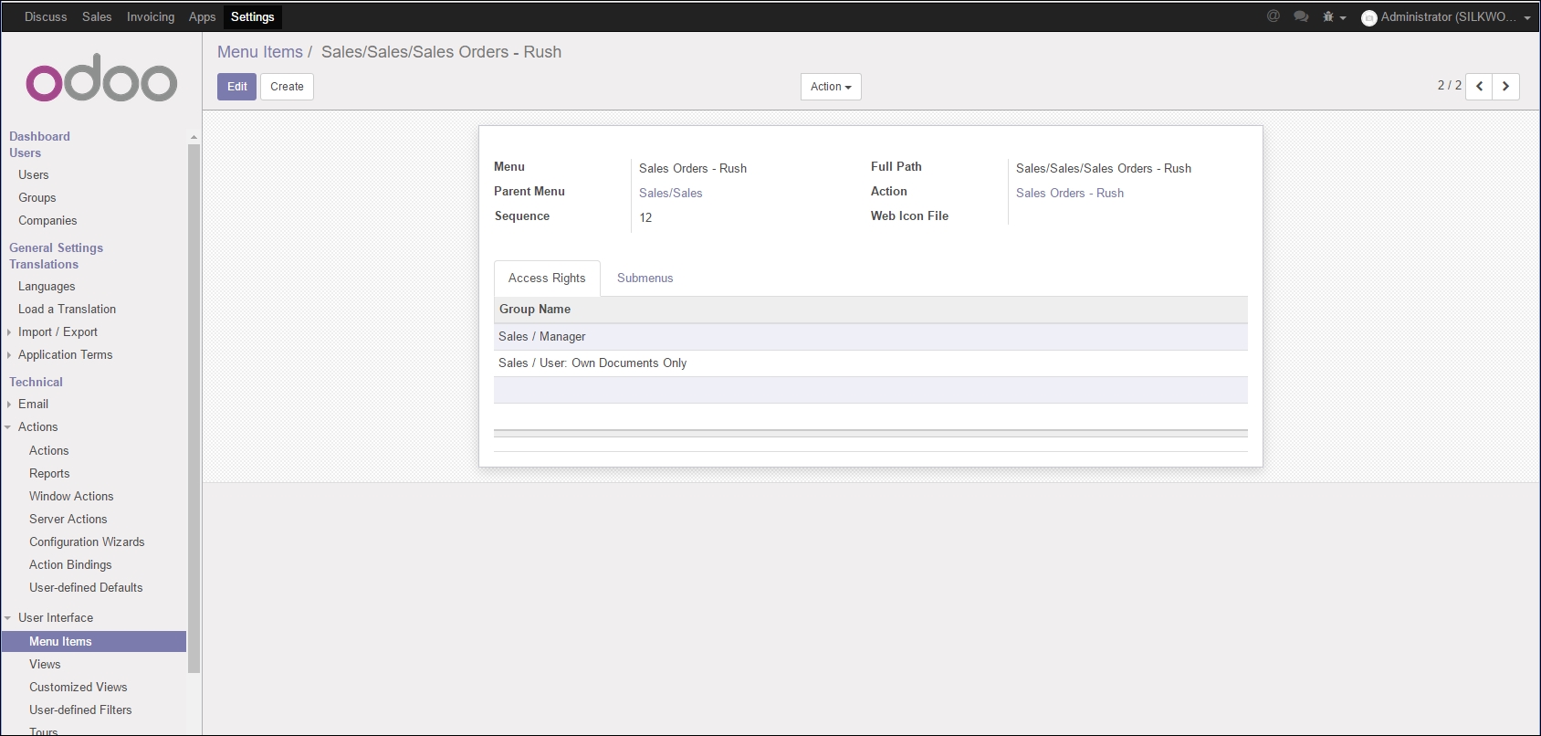 Create a new menu