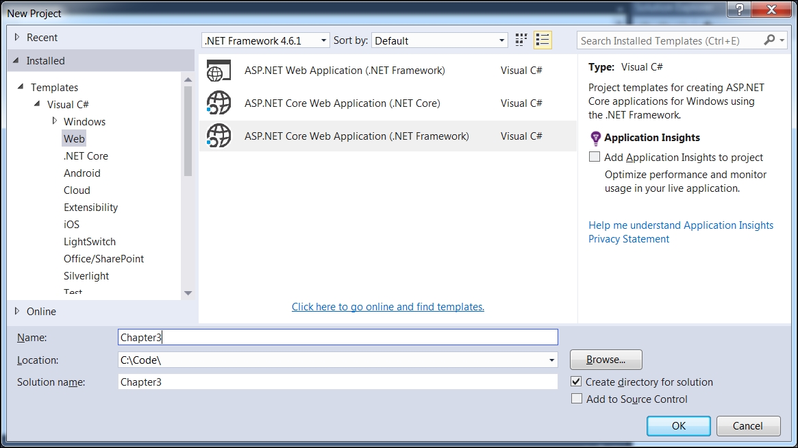 Creating ASP.NET 5 application