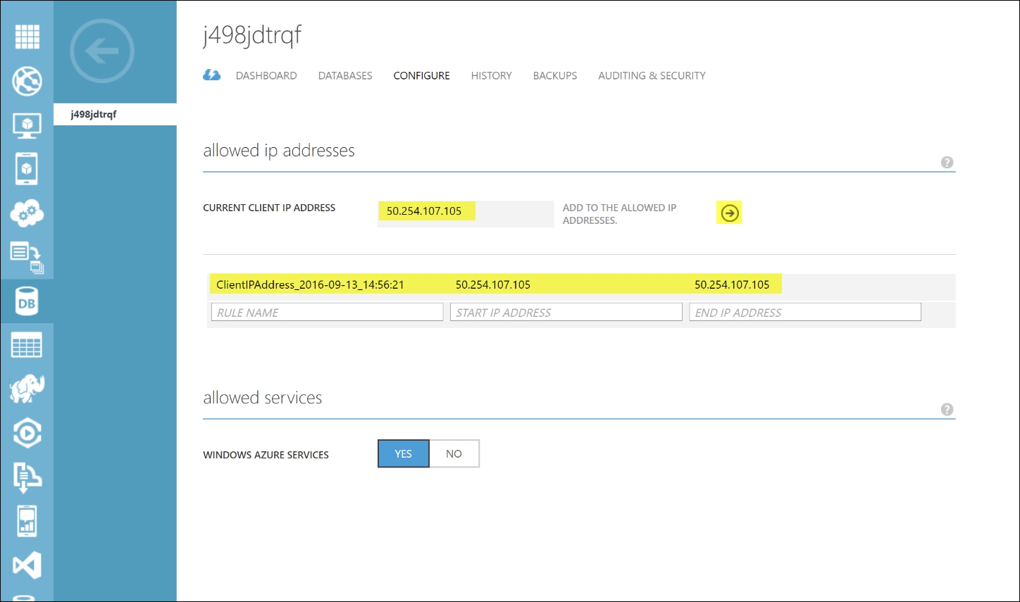 Creating a database in Azure